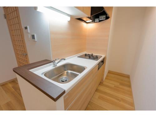 uma cozinha com um lavatório num quarto em VILLA KOSHIDO KOTONI - Vacation STAY 49553v em Sapporo