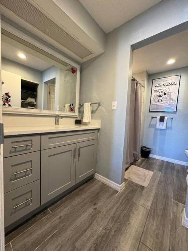 a bathroom with a sink and a mirror at Apartment very Close to Disney! in Orlando