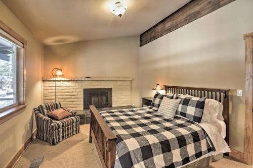 a bedroom with a bed and a fireplace at Bluerock Retreat - 3 BR West Shore Cabin - 3 Fireplaces, Short Drive to Skiing in Tahoe City