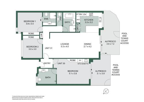 a floor plan of a house at Unit 30-31 12 Perry Street in Coolum Beach