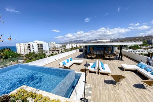 a swimming pool on the roof of a building at Vista Bucerias 401 in Bucerías