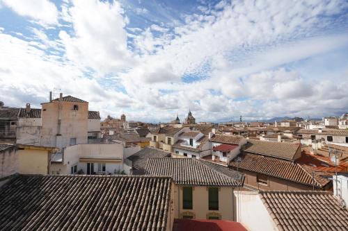a view of a city with buildings and a cloudy sky at numa I Vega Apartments in Granada