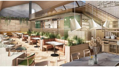 a rendering of a restaurant with tables and chairs at Bracken Hide Hotel in Portree
