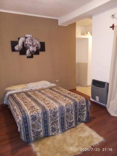 ein Schlafzimmer mit einem Bett und einem TV. in der Unterkunft DEPARTAMENTO 2 DOR. ZONA PARQUE CON JACUZZI in Paraná