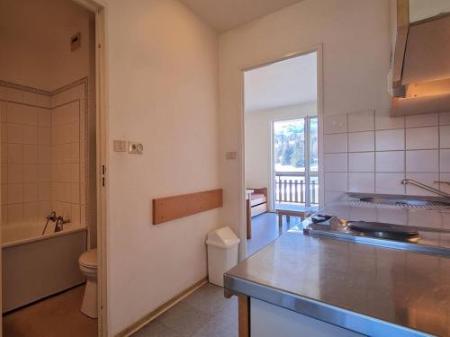 - une cuisine avec un lavabo et des toilettes dans la chambre dans l'établissement Appartement 2 pièces, 5 pers, proche pistes, commerces et télésiège, parking gratuit - FR-1-525-267, à Saint-Étienne-en-Dévoluy