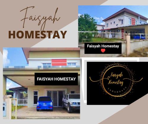 a collage of four pictures of a house at FAISYAH HOMESTAY in Lahad Datu