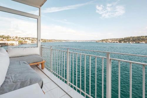 a balcony with a view of the water at Bosphorus Mansion in Istanbul