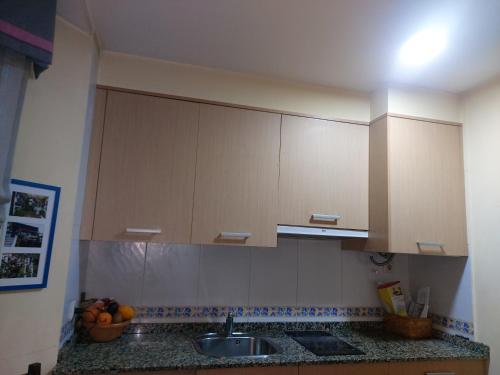 uma cozinha com um lavatório e uma bancada em PITO DÓ INVERNO. em Vigo