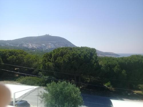 a view of a hill in the distance with trees at maison a louer a la grotte de bizerte in Dar el Koudia