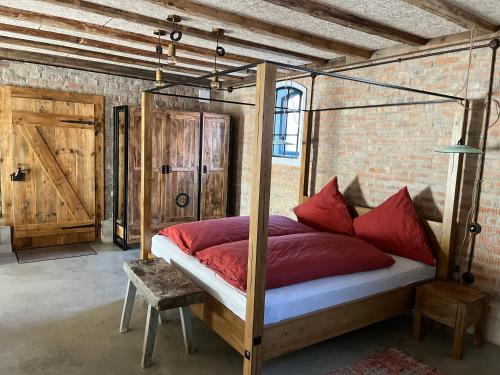 Ένα ή περισσότερα κρεβάτια σε δωμάτιο στο Landloft Haus Probst