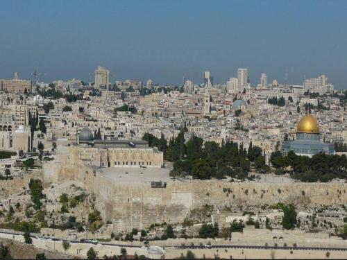 an aerial view of the temple mount and the golden dome at Prima Kings Hotel in Jerusalem