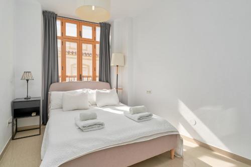 Giường trong phòng chung tại Luxury Penthouse apartment Nerja