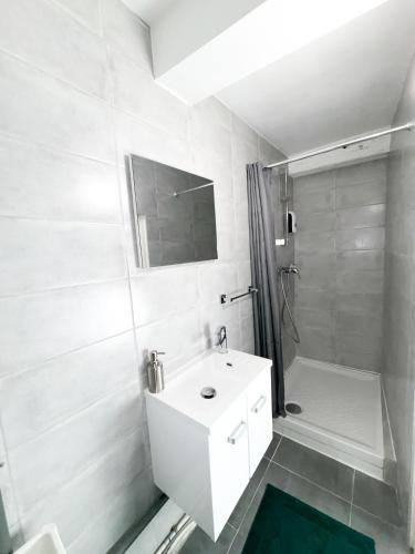 Ett badrum på Hibiscus Appartement T2 avenue de Lodeve