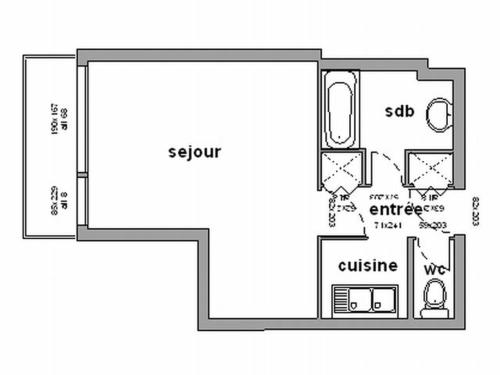 Studio Chamrousse, 1 pièce, 3 personnes - FR-1-340-18の見取り図または間取り図