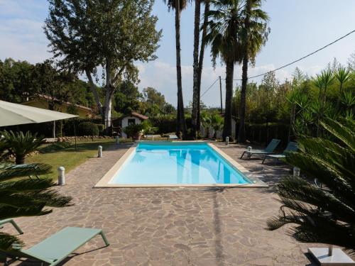 a swimming pool in a yard with palm trees at Villa Villa Valentina by Interhome in Pisciarelli