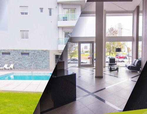 - une vue sur un bâtiment avec piscine dans l'établissement Departamento 6 piso con piscina, de 1 dormitorio, à Río Cuarto