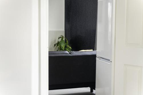 a room with a couch and a potted plant at Comfy Stay 1 Bedroom Apartment in Rugby