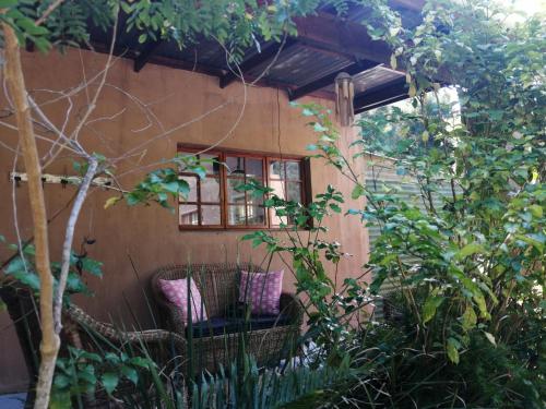 Bushman's Pillow في Sanddrif: منزل صغير مع نافذة في حديقة