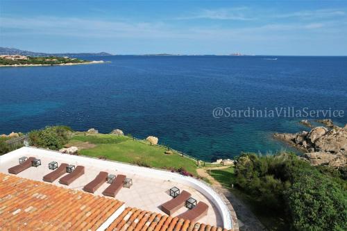 an aerial view of the ocean from a house at Villa Mare Blu - Porto Rotondo in Porto Rotondo