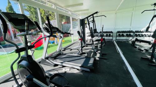 a row of cardio machines in a gym at The Red Farm Relais & Spa in LʼInglin