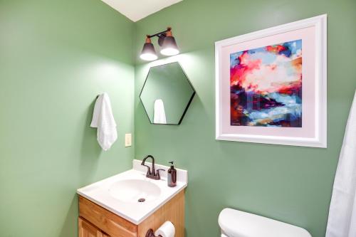 a bathroom with a sink and a mirror at Mtn-View Blue Ridge Cabin on Over 2 Acres! in Sparta