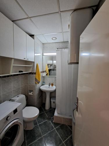 a small bathroom with a toilet and a sink at Ramonda in Belgrade