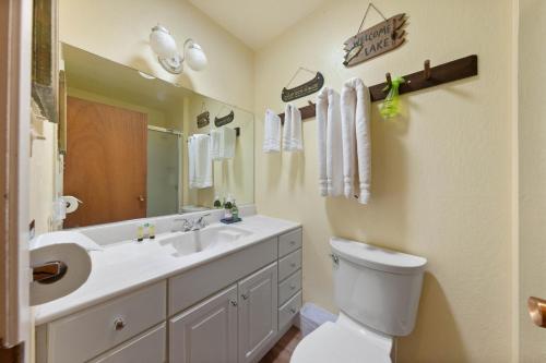 a bathroom with a toilet and a sink at Starry Skies on the West Shore, Private Beach, Fireplace, Pet Friendly, Close to Ski Resorts in Tahoe City