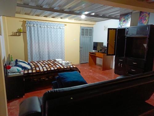 een woonkamer met een bed en een bank bij Apartamento semi Urbano 