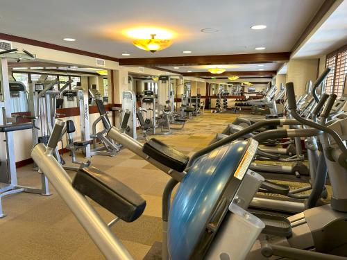 a gym with many rows of tread machines at Luxury 2BR 2BA Ko Olina Beach Villa O410- Sleeps 6 Steps to Lagoon & Aulani in Kapolei