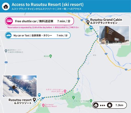 a map of the russian resort skip resort at Rusutsu Grand Cabin in Kimobetsu