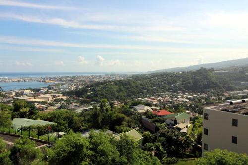 einen Blick auf die Stadt vom Hügel aus in der Unterkunft Heiata Sky apartment 3 bedr in Papeete pool & gym garden Wi-Fi Netflix in Papeete