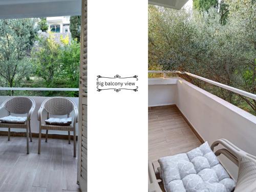 een balkon met een tafel en stoelen en uitzicht bij Il Mare Apartment in Herceg-Novi