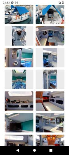 eine Collage von Fotos verschiedener Arterien eines Bootes in der Unterkunft Voilier tout confort in Beaulieu-sur-Mer