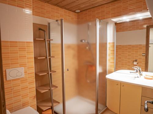 沙泰勒的住宿－Appartement Châtel, 7 pièces, 12 personnes - FR-1-676-3，带淋浴和盥洗盆的浴室