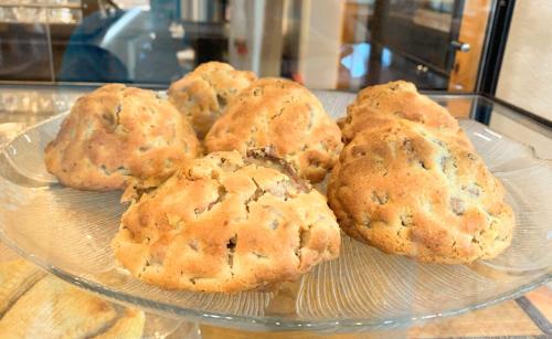 a glass plate of cookies on a glass plate at NewVida Preserve in Wilmington