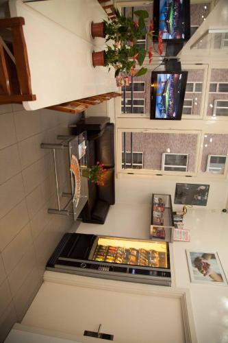 a view from above of a kitchen with a food court at Hotel Jimmy in Amsterdam