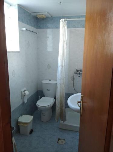 a bathroom with a toilet and a sink at A CASA D'IRENE in Votsalákia