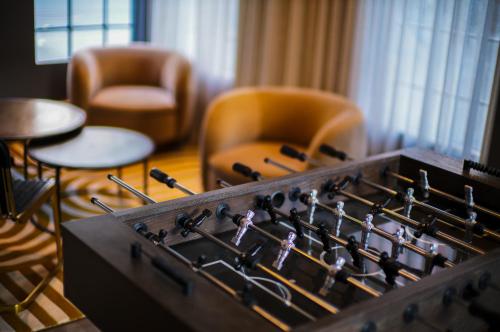 a bunch of knobs on a stove in a room at Hotel Garrett in San Francisco
