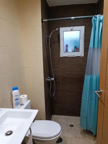 a bathroom with a shower with a toilet and a sink at Alojamiento turístico MN in Seville