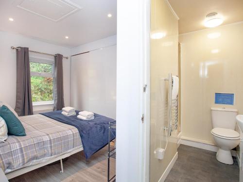 a small bathroom with a bed and a toilet at Meadow View - Uk44608 in Carnbrea