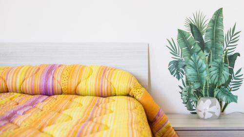 a bedroom with a couch and a plant on a table at Tenute Donna Franca in Elice
