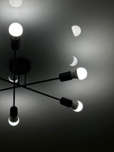 a chandelier with lights on a ceiling at LARDA TBILISI in Tbilisi City