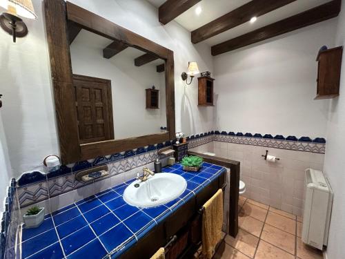 a bathroom with a sink and a mirror at La Flor del Granado in Torrijos