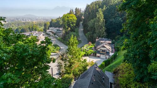 a view of a small town with trees and a road at Grand English Style Home in Chilliwack