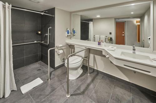 a bathroom with a sink and a toilet and a shower at City Express Plus by Marriott Interlomas in Mexico City