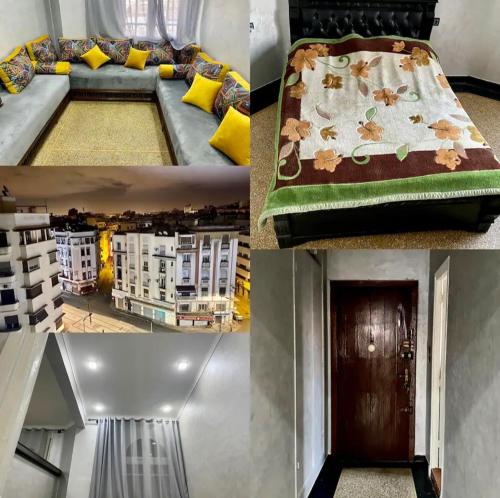 un collage de fotos de un dormitorio y una cama en North Africa Casablanca en Casablanca