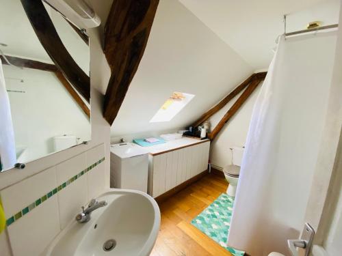 a bathroom with a sink and a toilet at AmienSUD à 15 minutes du cœur de la ville in Saint-Sauflieu