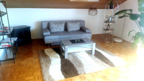 a living room with a couch and a coffee table at Ferienwohnung Villmar in Villmar