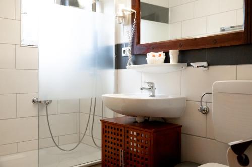 a bathroom with a sink and a mirror at Hotel zum See, Titisee in Titisee-Neustadt