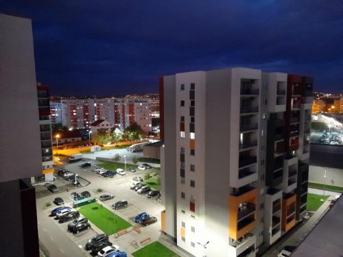 a view of a parking lot from a building at Coquette studio in Oradea
